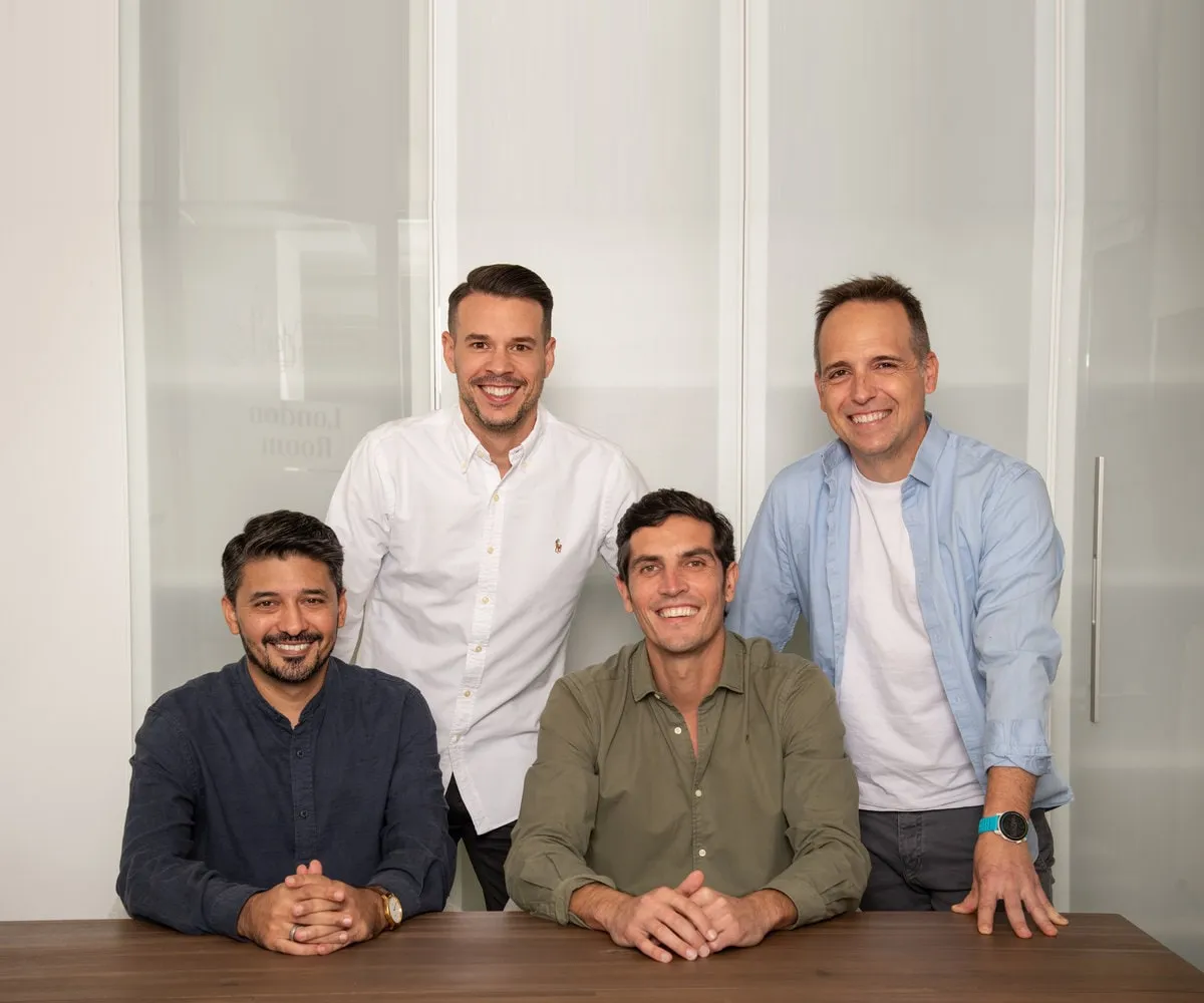 The Dost leadership team, Adam Barbera and Fernando Martín standing, Naqqash Abbassi and Àlex Caudet seated